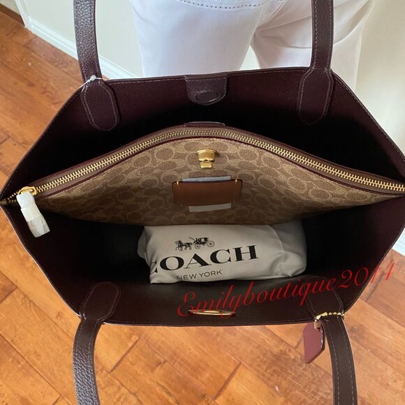 NWT Coach Retail C0692 Willow Pebble Leather Tote In Colorblock Red Shoulder Bag - Picture 10 of 11